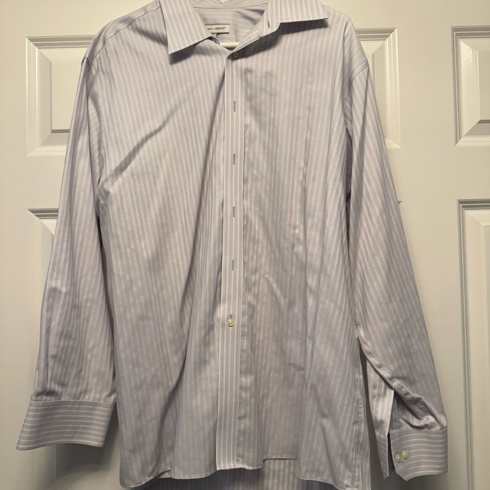 Joseph Abboud Light Gray Striped Dress Shirt
